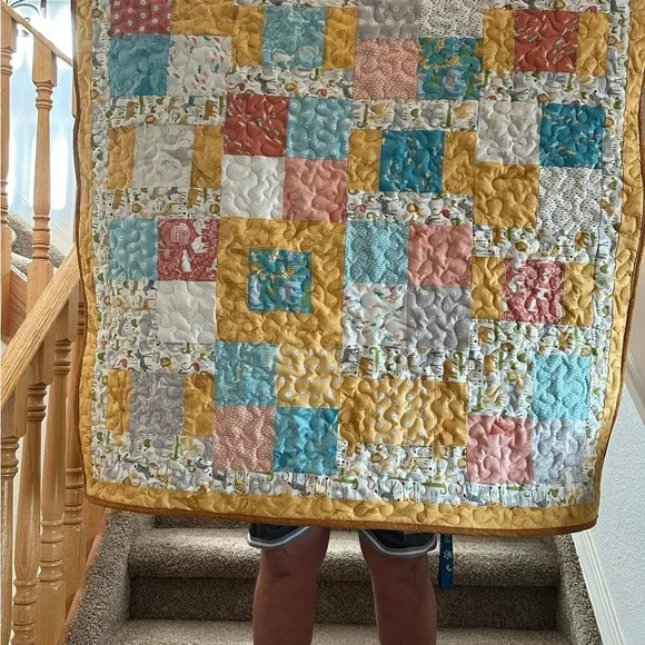 Colorful Patchwork Baby Quilt - Picture 1 of 4